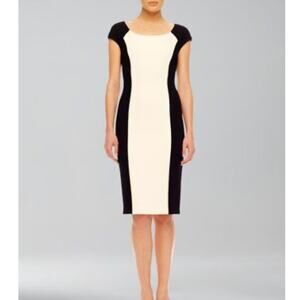 Michael Kors Collection Black Cream Crepe Pencil Dress Size 4 Cocktail Party